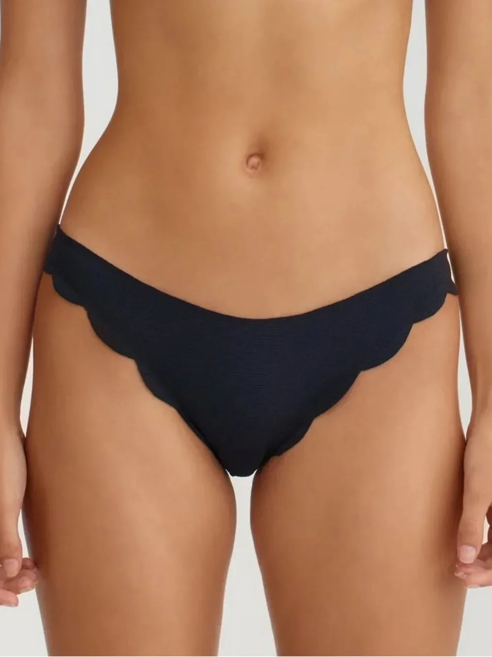 Marysia Swim Black Scalloped One-Shoulder Bikini